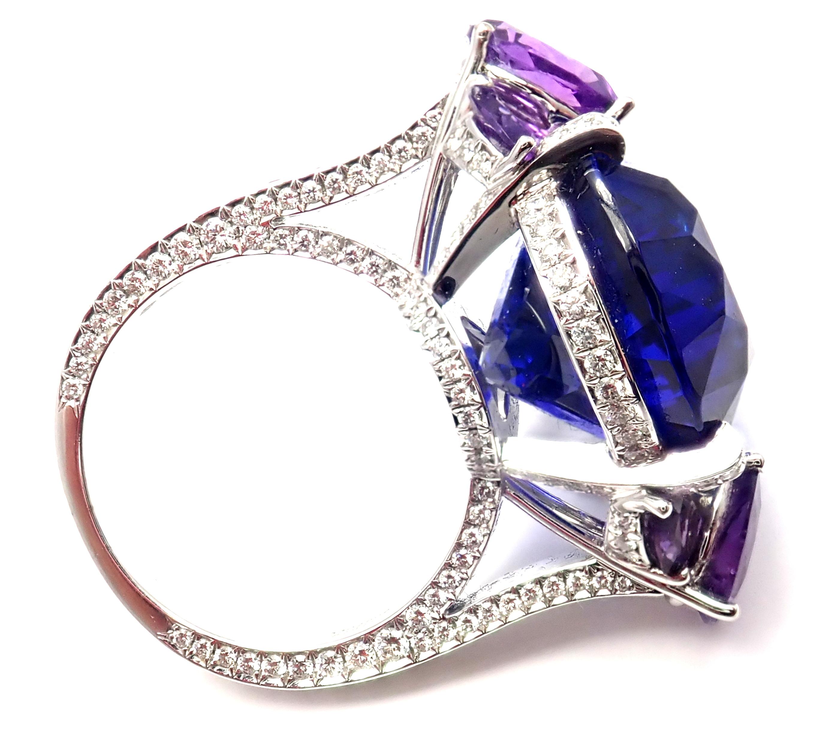 Chopard High Jewelry Diamond Large Tanzanite Amethyst White Gold Ring In New Condition For Sale In Holland, PA