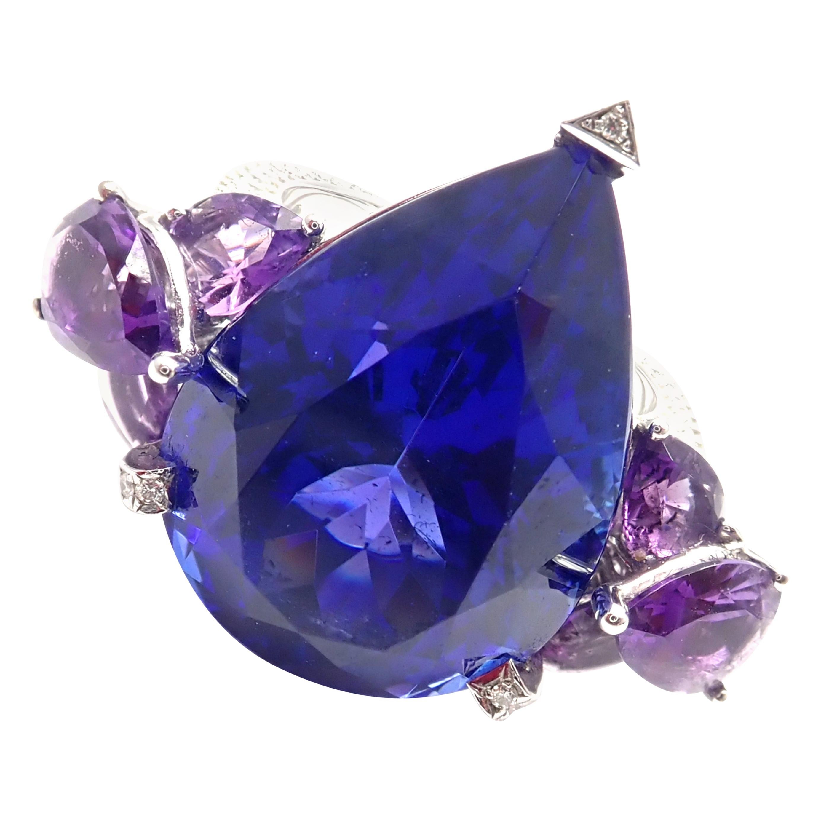 Chopard High Jewelry Diamond Large Tanzanite Amethyst White Gold Ring For Sale