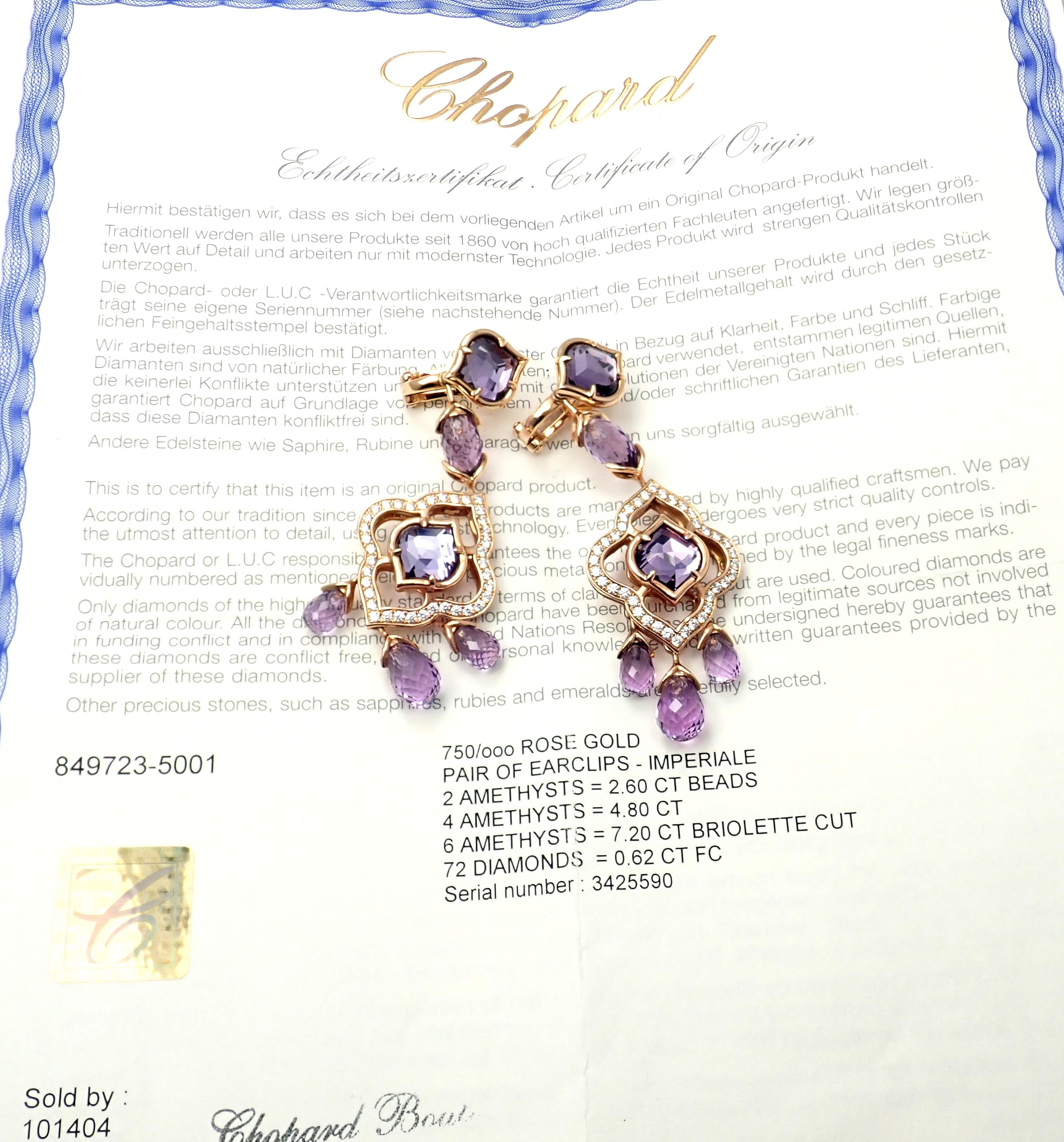 Chopard High Jewelry Imperiale Diamond Amethyst Rose Gold Drop Earrings 3
