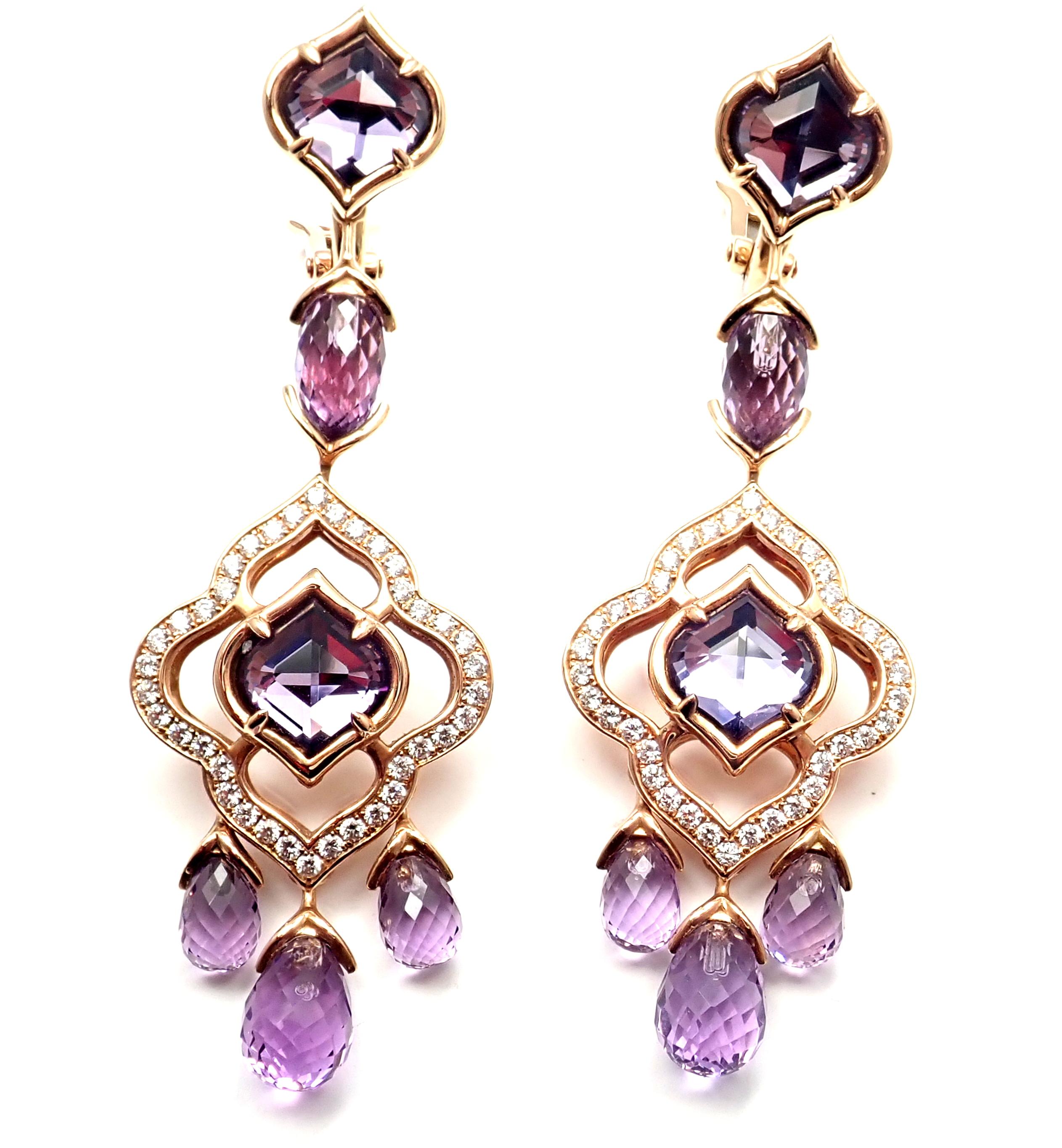 Women's or Men's Chopard High Jewelry Imperiale Diamond Amethyst Rose Gold Drop Earrings