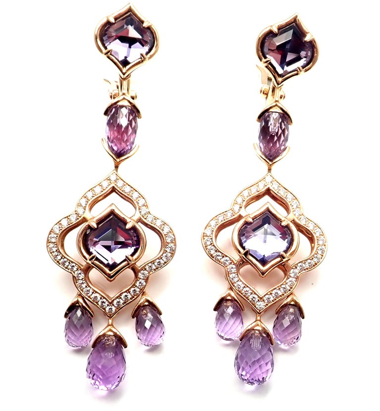 Chopard High Jewelry Imperiale Diamond Amethyst Rose Gold Drop Earrings For Sale at 1stdibs