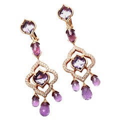 Chopard Haute Joaillerie Pendants d'oreilles en or rose avec diamants et améthystes Imperiale