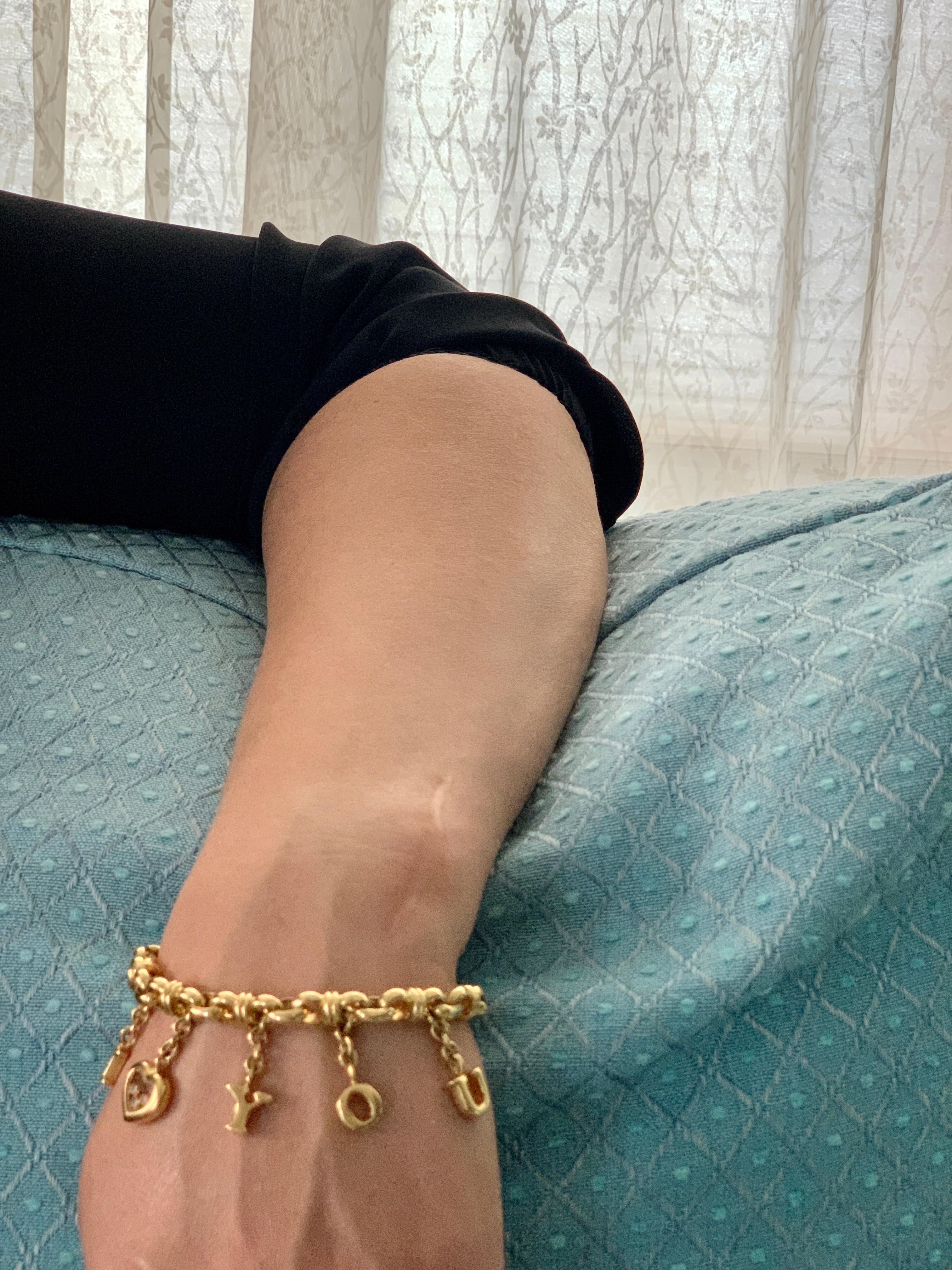 Chopard I Love You  Drop Charm Bracelet  18 Karat Yellow Gold Floating Diamonds 4