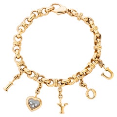 Chopard "I Love You" Happy Diamonds Charm Bracelet in 18k Yellow Gold