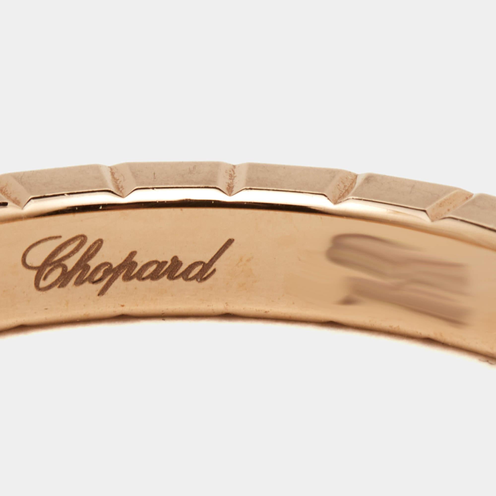 Chopard Ice Cube 1 Diamond 18K Rose Gold Narrow Band Ring In Good Condition In Dubai, Al Qouz 2