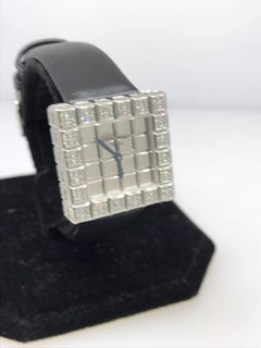 Chopard Ice Cube 18 Karat White Gold and Diamond Black Satin Band Ladies Watch