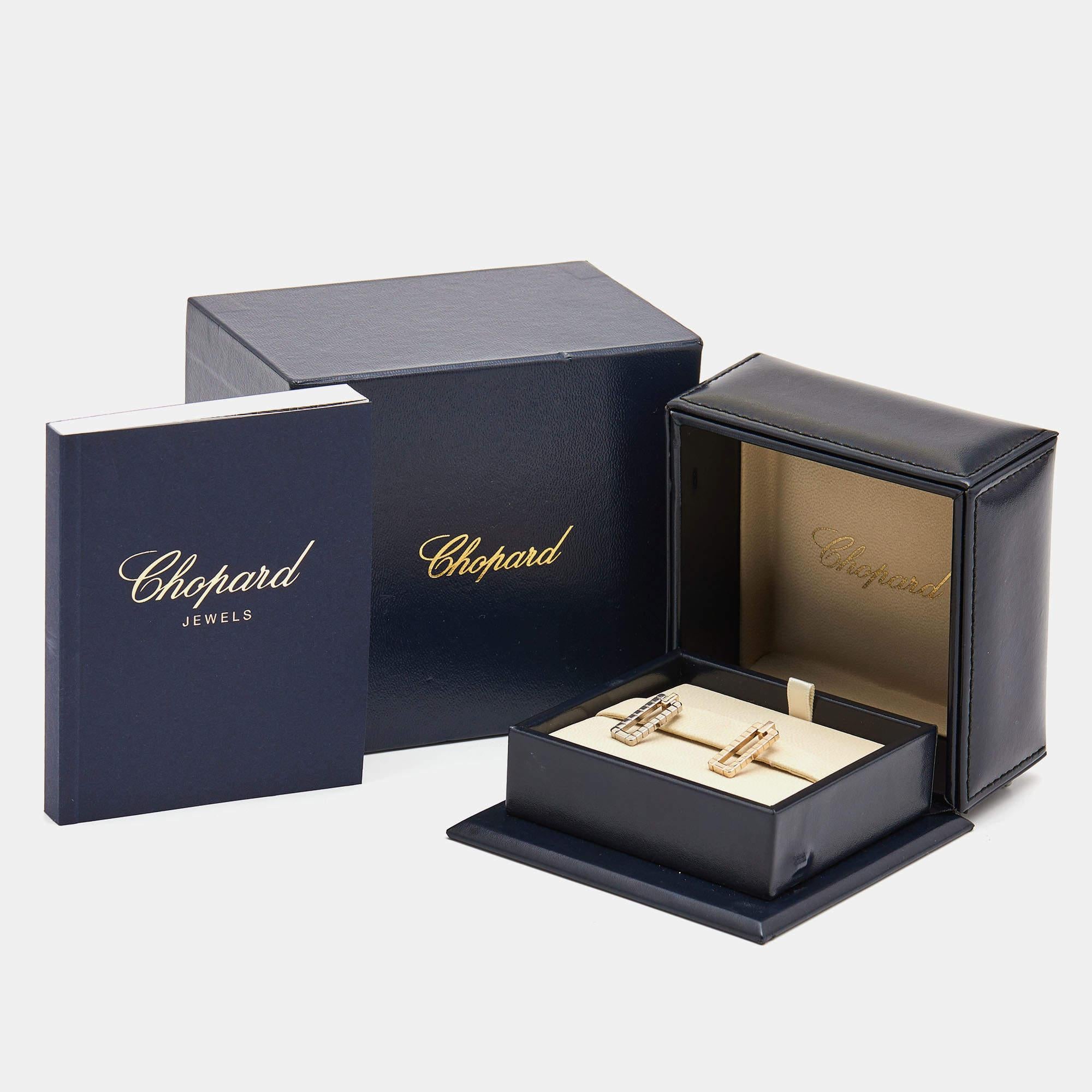 Chopard Ice Cube 18k Two Tone Gold Earrings In Excellent Condition In Dubai, Al Qouz 2