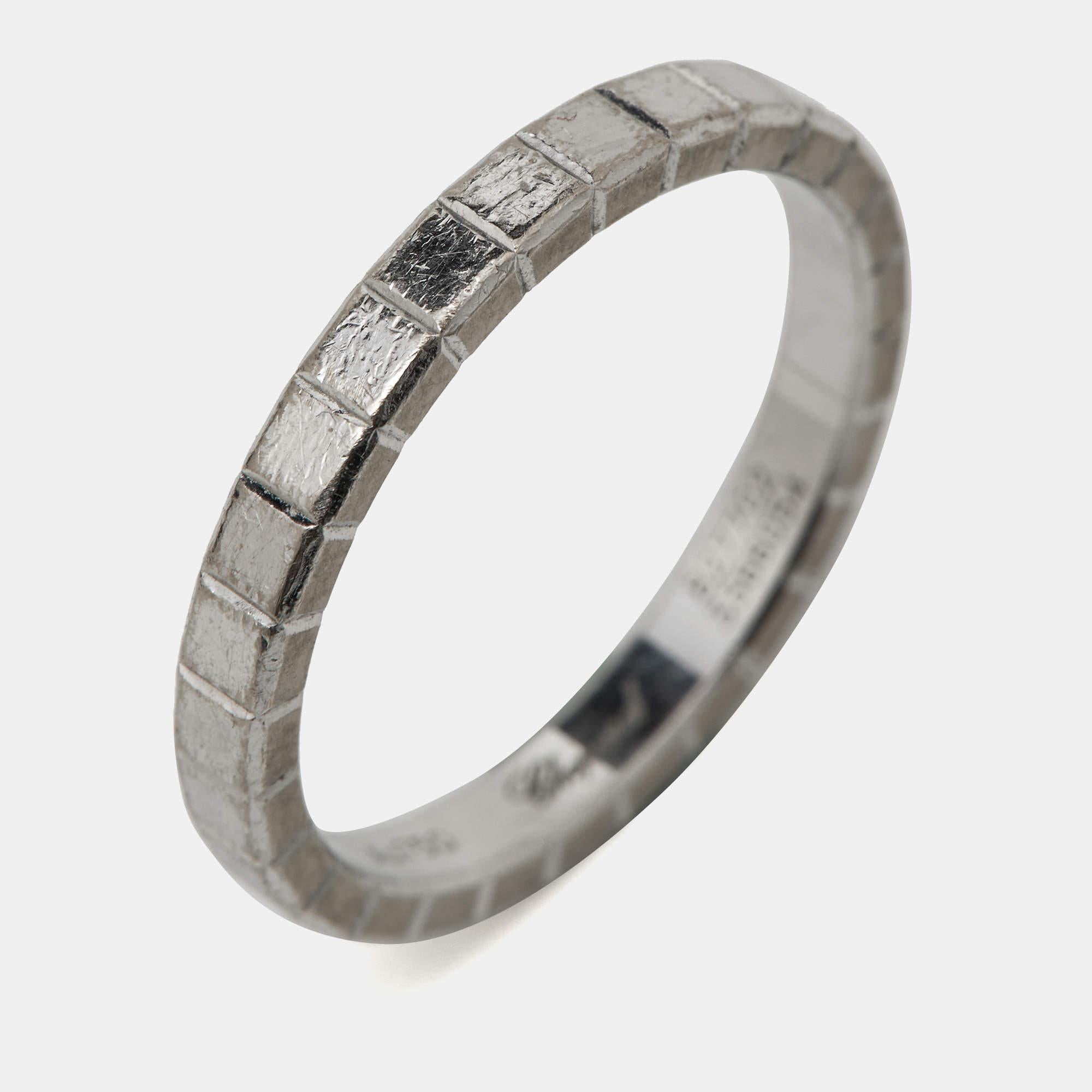 Women's Chopard Ice Cube 18k White Gold Band Ring Size 52 For Sale