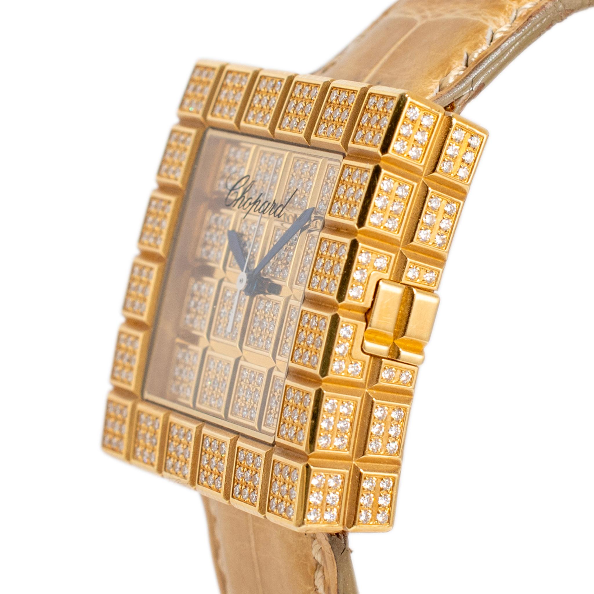 Taille ronde Montre Chopard Ice Cube 32MM 13/6858 Or jaune 18K Diamant Quartz en vente