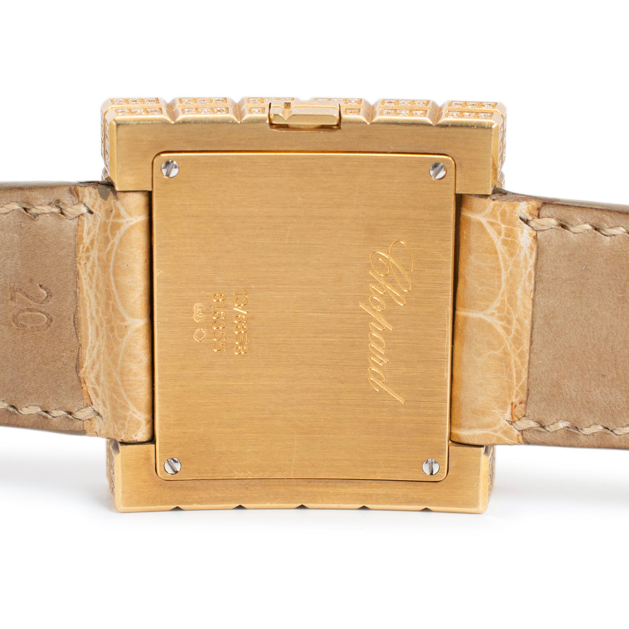 Montre Chopard Ice Cube 32MM 13/6858 Or jaune 18K Diamant Quartz Excellent état - En vente à Houston, TX
