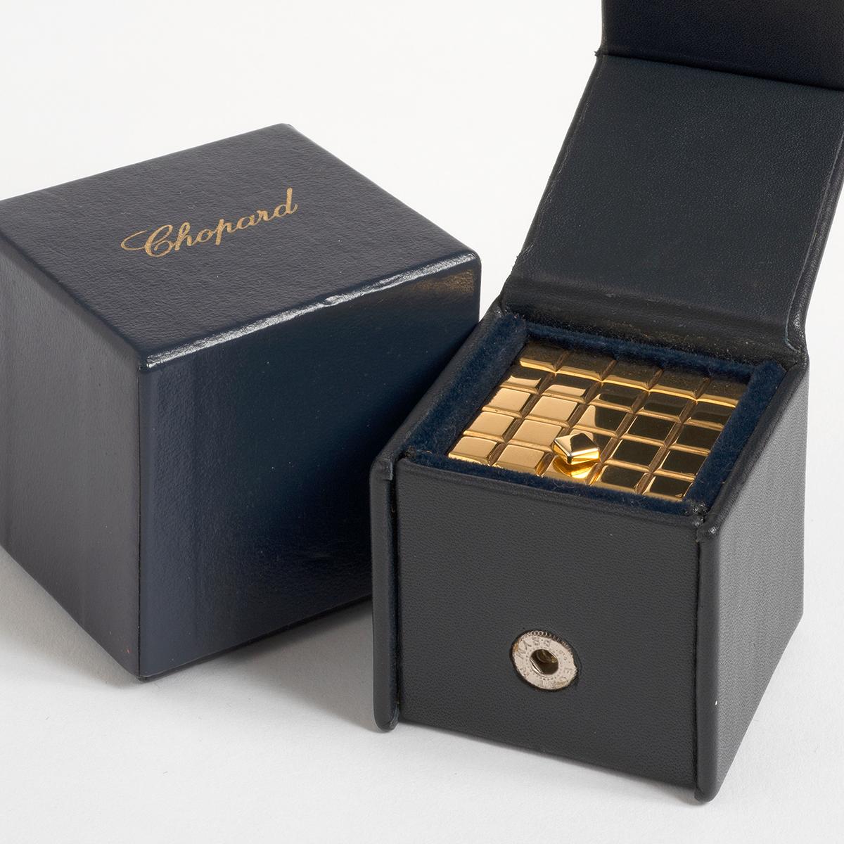 Chopard Ice Cube Alarm clock , Reference 51/8898/00. Gold Tone, With Box, c 2000 1