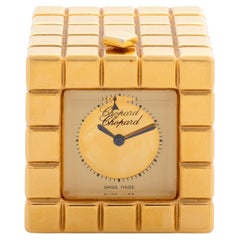 Chopard Ice Cube Alarm clock , Reference 51/8898/00. Gold Tone, With Box, c 2000