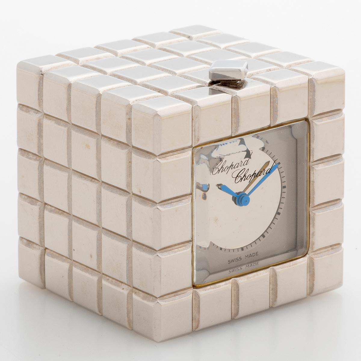 Chopard Ice Cube Alarm clock , Reference 51/8898/00, Silver Tone Case, with Box. In Excellent Condition In Canterbury, England