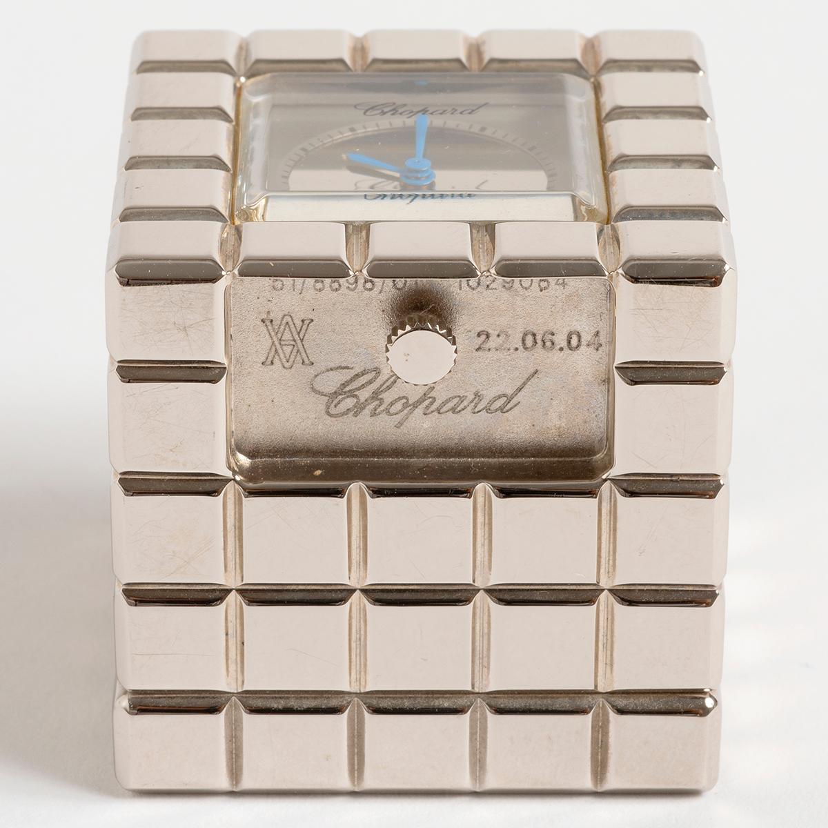 Chopard Ice Cube Alarm clock , Reference 51/8898/00, Silver Tone Case, with Box. 2
