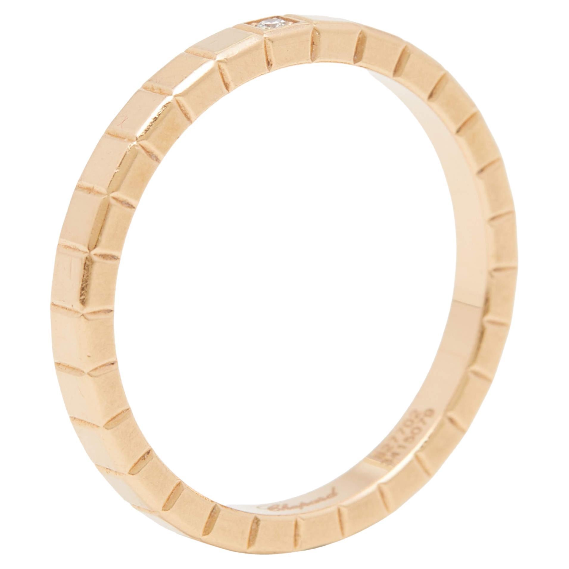 Chopard Ice Cube Diamond 18K Rose Gold Narrow Band Ring 55
