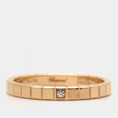 Chopard Ice Cube Diamond 18k Rose Gold Ring Size 53