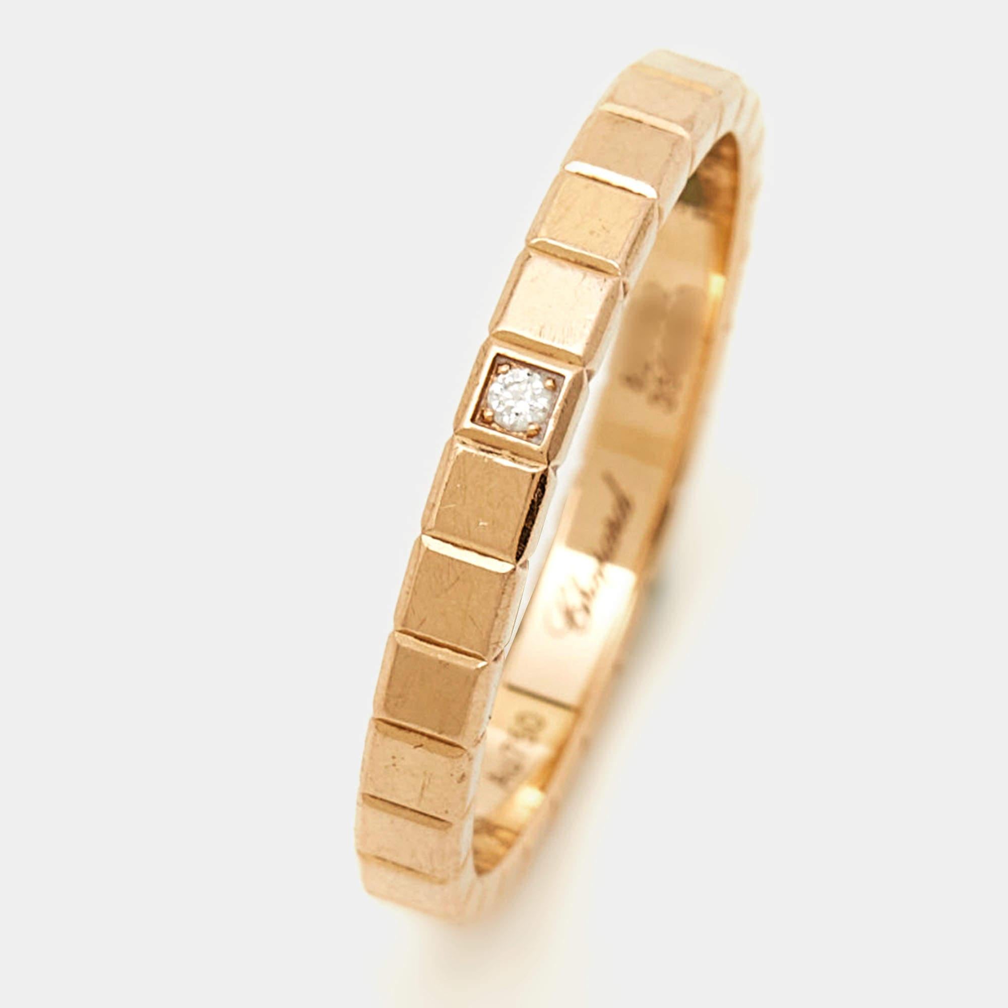 Chopard Ice Cube Diamond 18k Rose Gold Ring Size 53 For Sale 2