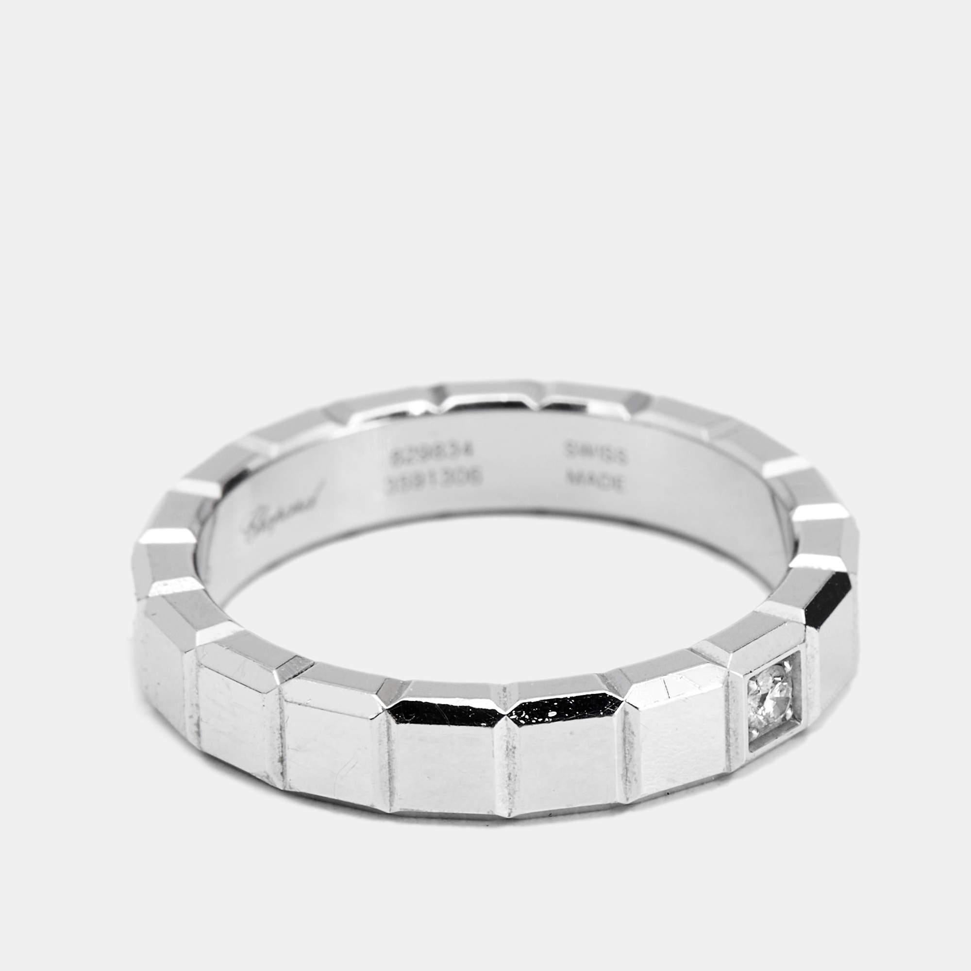 Chopard Ice Cube Diamond 18k White Gold Band Ring Size 56 In Good Condition In Dubai, Al Qouz 2