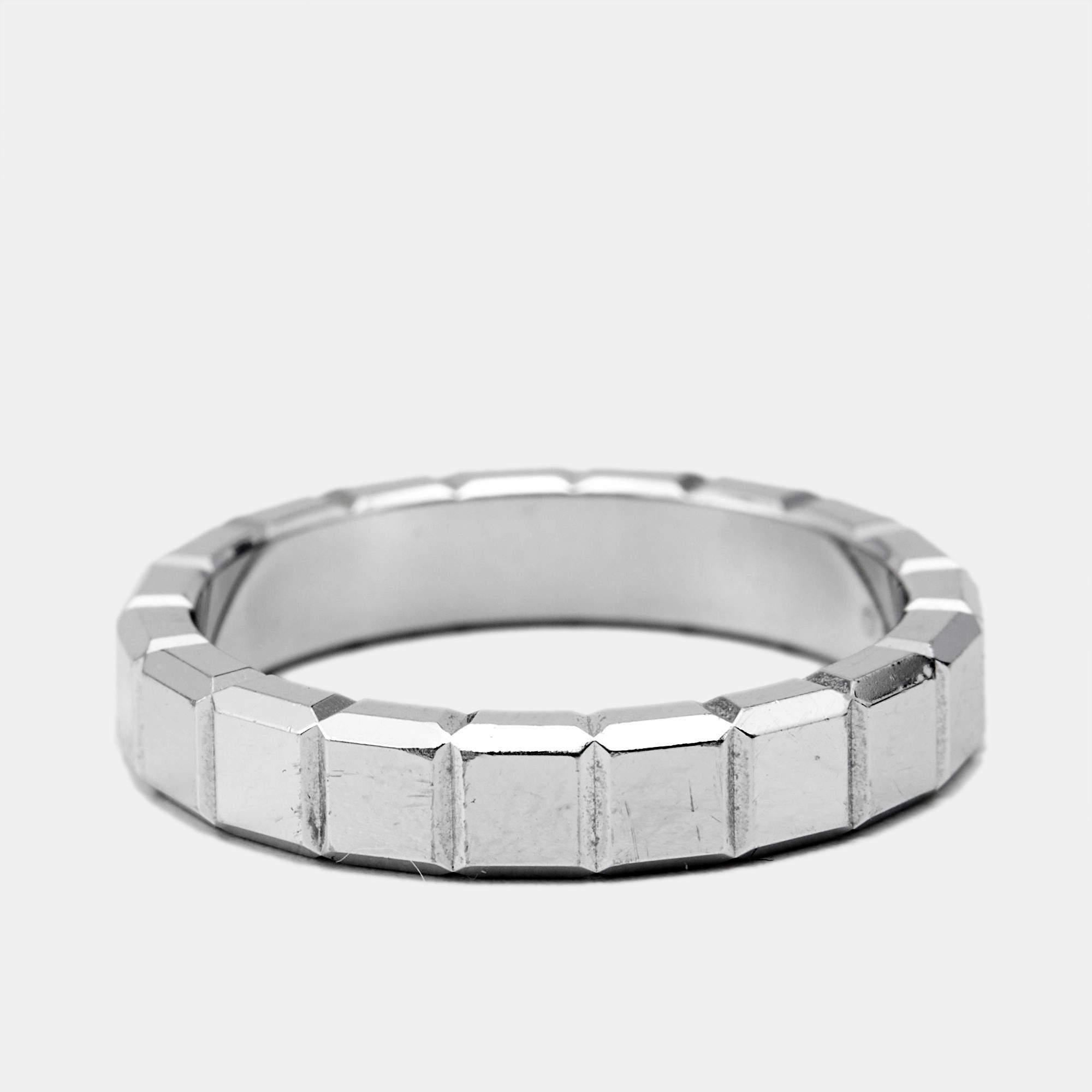 Women's Chopard Ice Cube Diamond 18k White Gold Band Ring Size 56