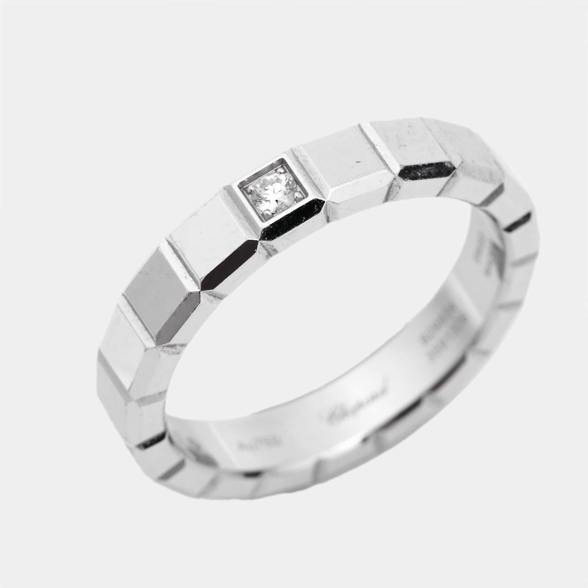 Chopard Ice Cube Diamond 18k White Gold Band Ring Size 56 1
