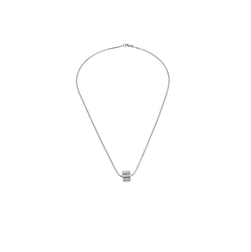 Chopard Ice Cube Diamond Necklace in 18k white Gold 
Chain Length 16