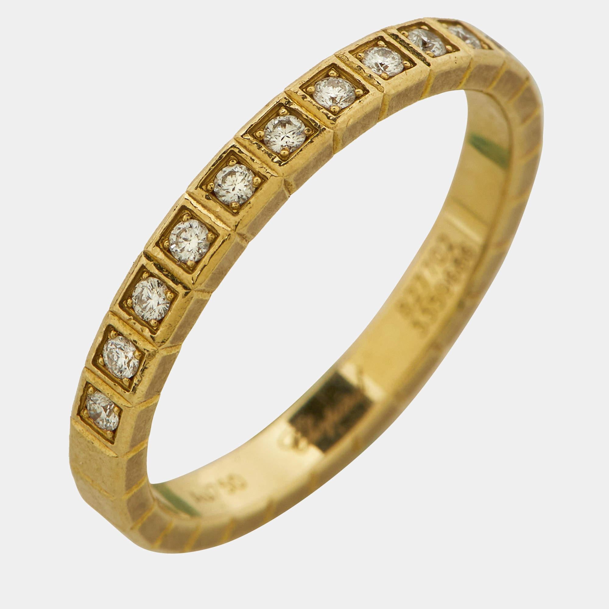 Contemporary Chopard Ice Cube Diamonds 18k Yellow Gold Ring Size 52 For Sale