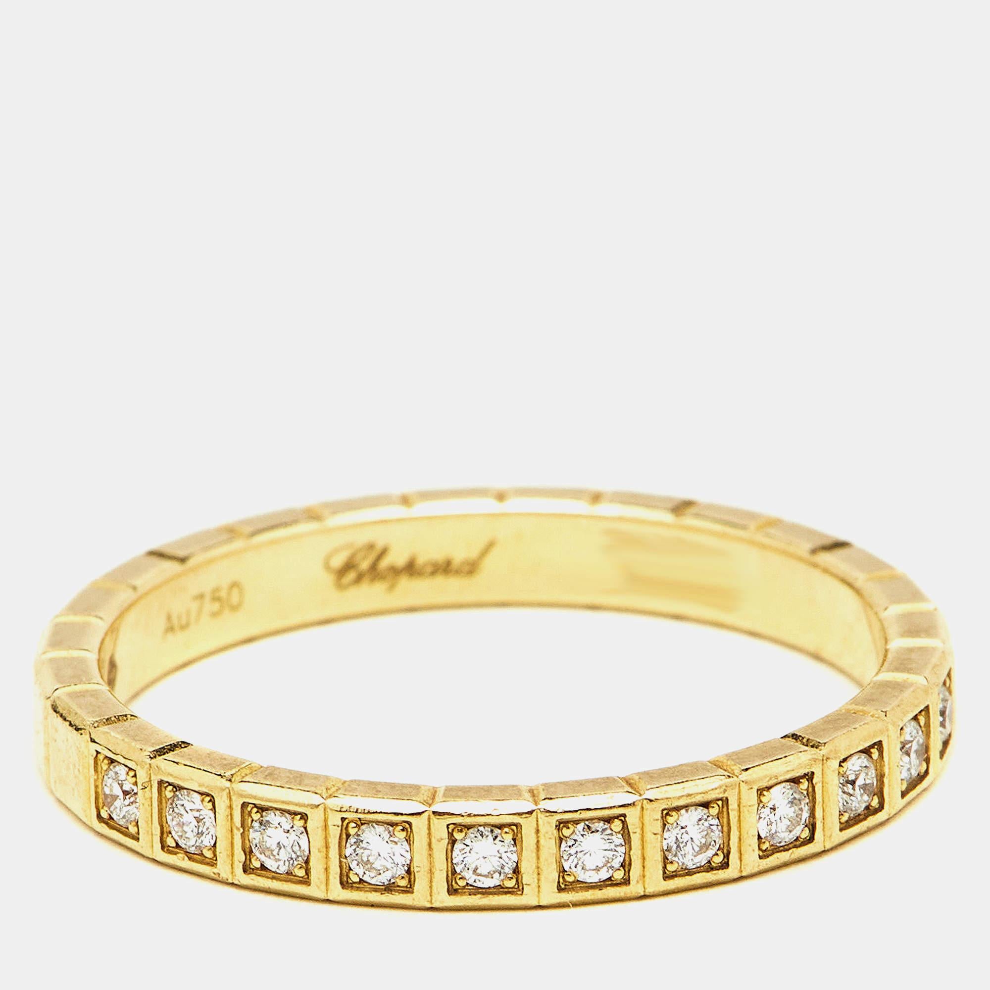 Women's Chopard Ice Cube Diamonds 18k Yellow Gold Ring Size 52 For Sale
