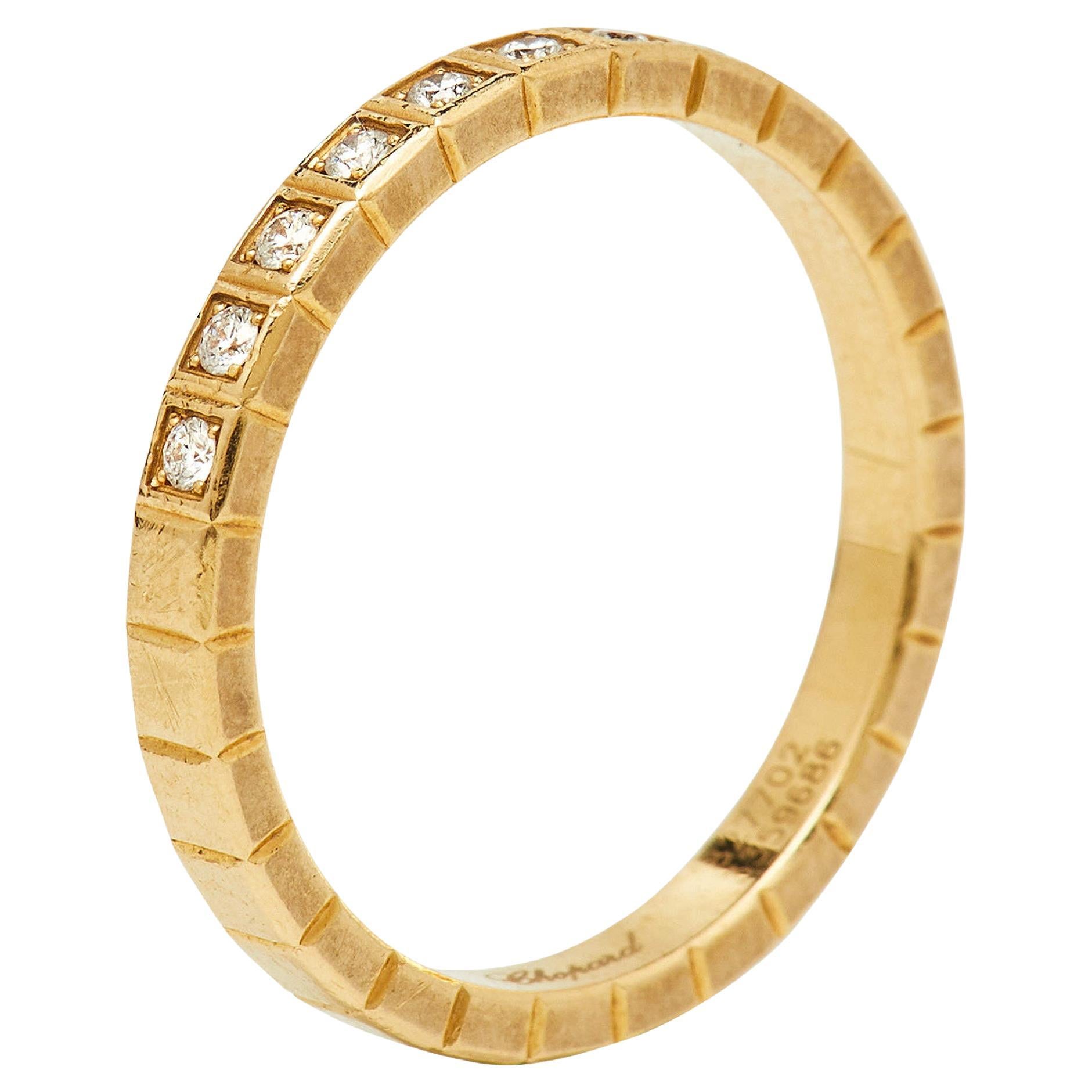 Chopard Ice Cube Diamonds 18k Yellow Gold Ring Size 52