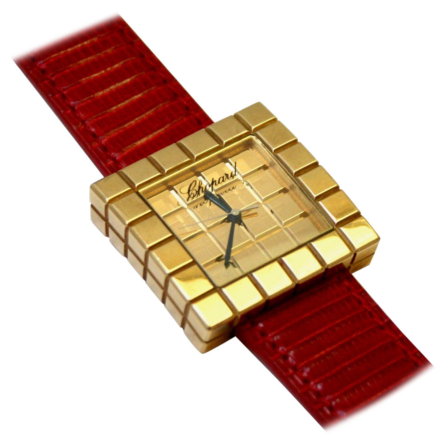 Chopard Ice Cube Gold and Leather Watch