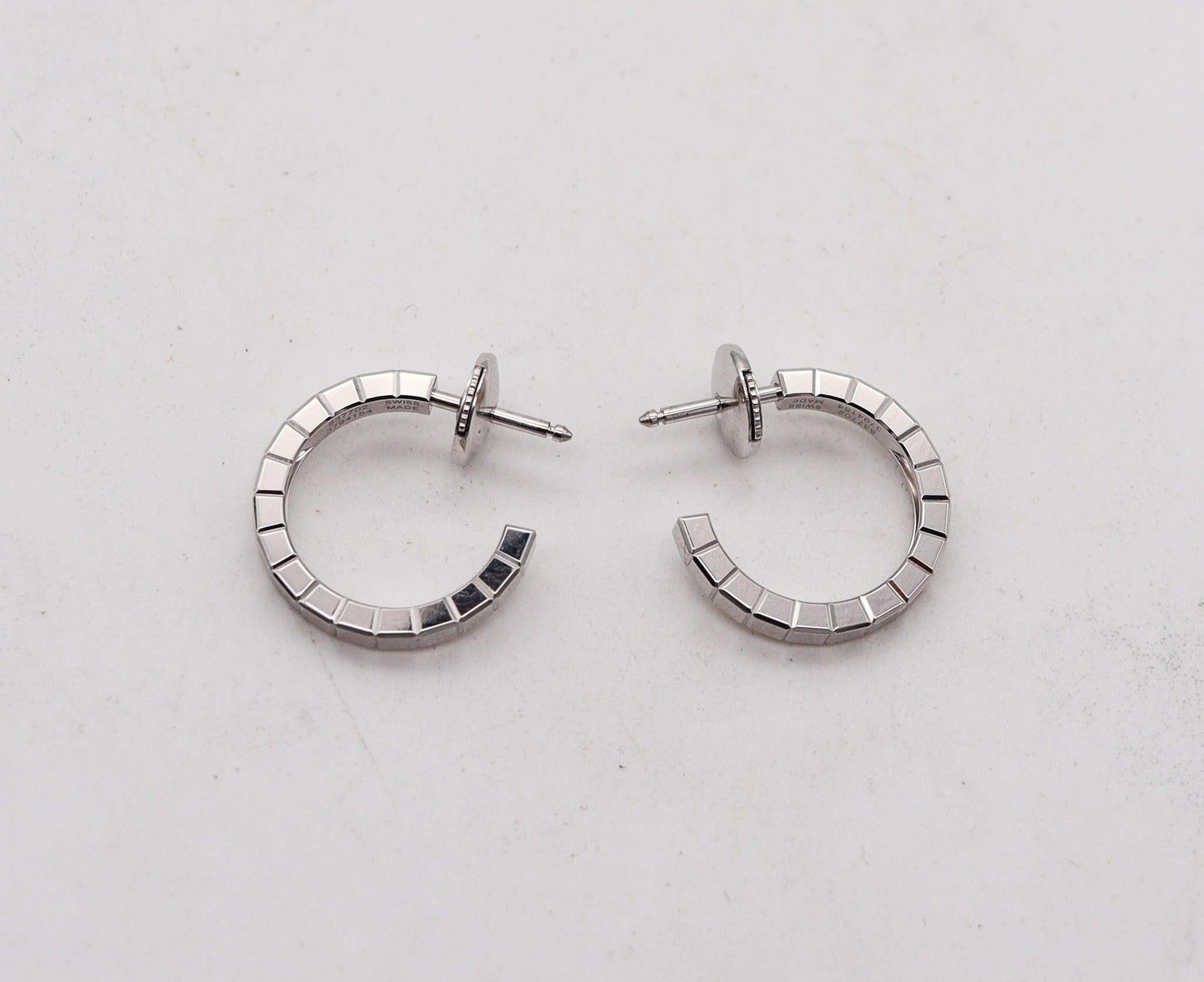 Orecchini a cerchio a cubo di ghiaccio Chopard in oro bianco massiccio 18Kt con scatola e cartellini In condizioni ottime in vendita a Miami, FL