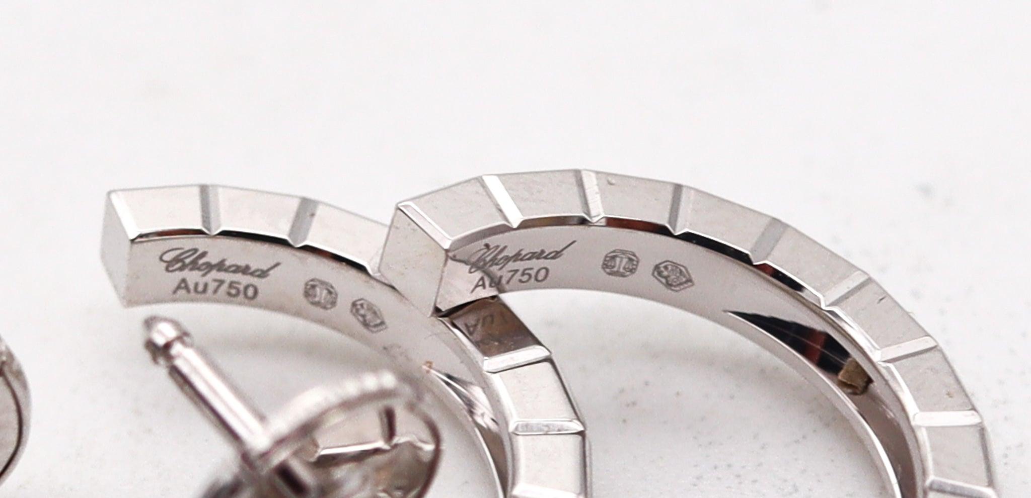 Donna Orecchini a cerchio a cubo di ghiaccio Chopard in oro bianco massiccio 18Kt con scatola e cartellini in vendita