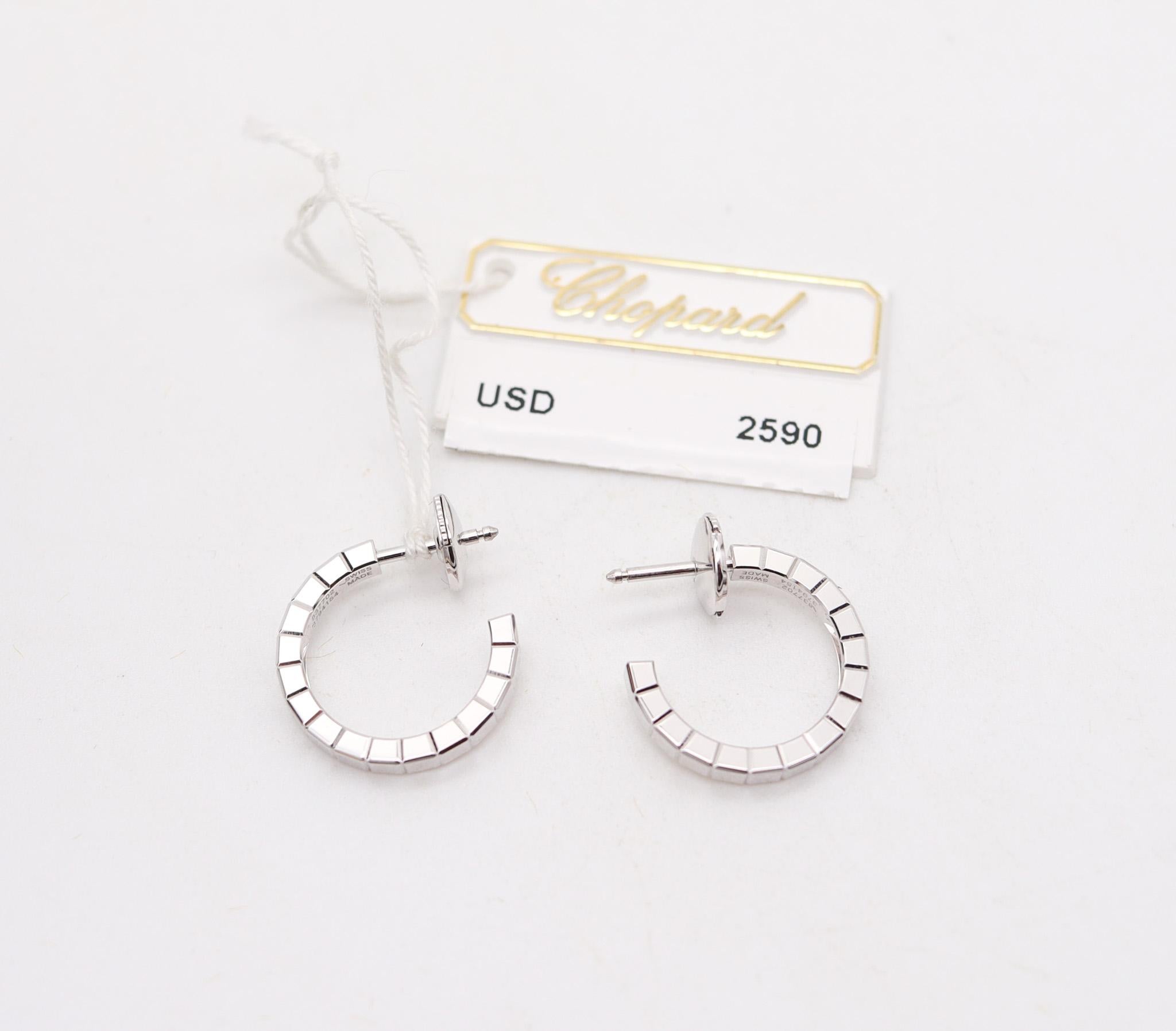 Orecchini a cerchio a cubo di ghiaccio Chopard in oro bianco massiccio 18Kt con scatola e cartellini in vendita 2