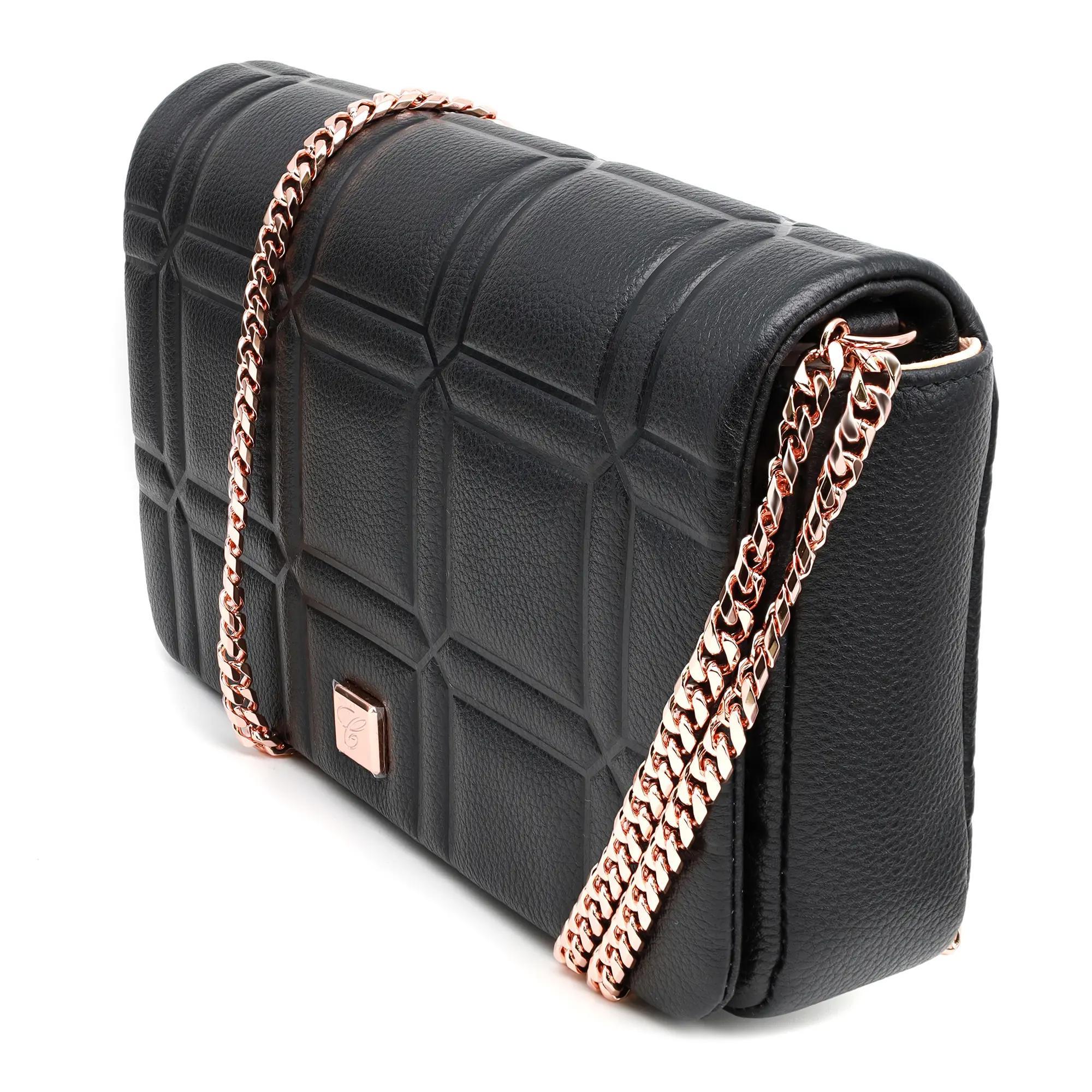Women's Chopard Ice Cube Mini Chain Black Embossed Leather Shoulder Bag 95000-1163 For Sale