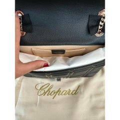 Chopard Ice Cube Mini Chain, Borsa a tracolla in pelle nera goffrata 95000-1170