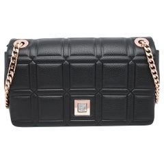 Chopard Mini Cadena Cubo de Hielo, Bolso de hombro de piel repujada negra 95000-1170