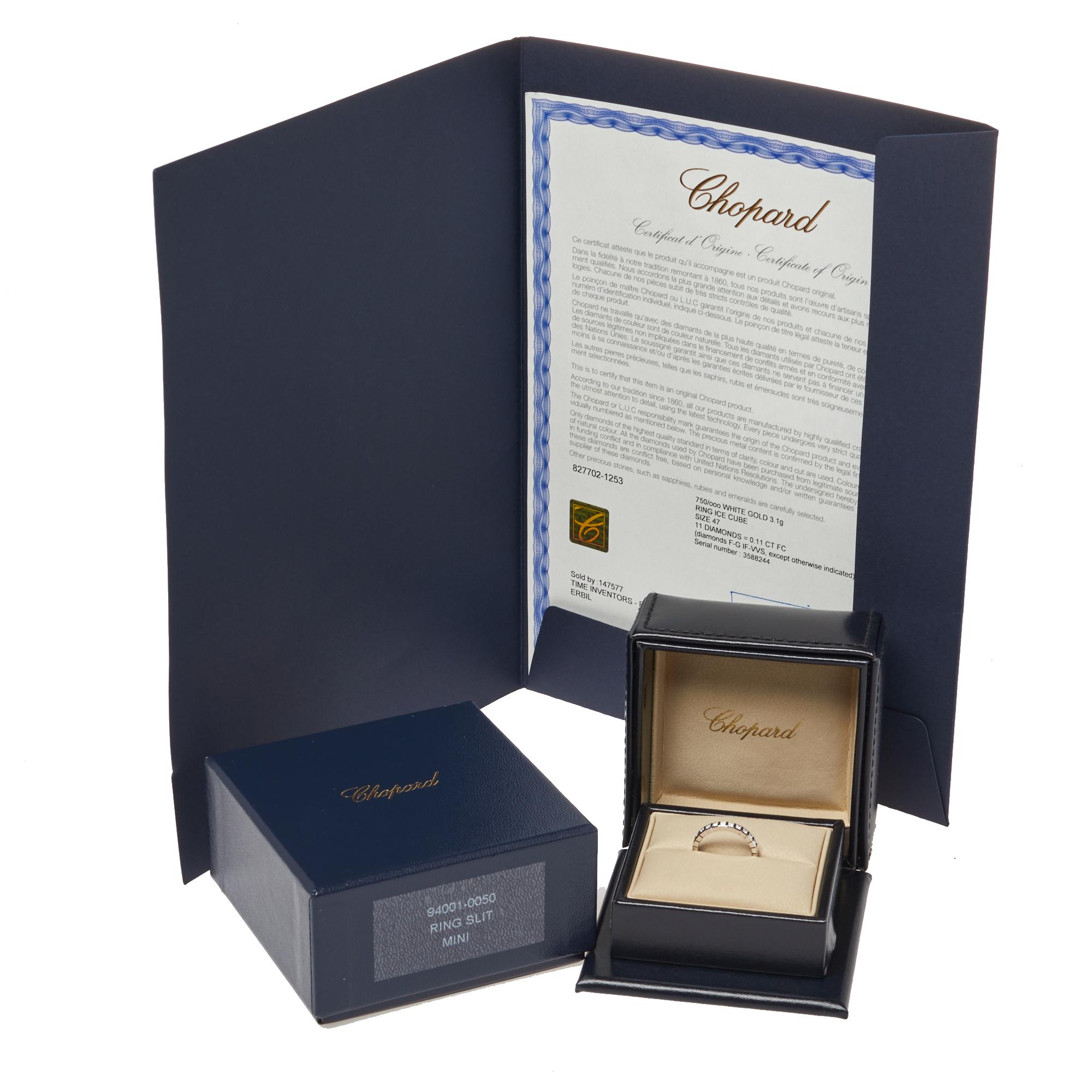 Chopard Ice Cube Pure 18K White Gold Half-Set Diamond Ring Size 47 In Excellent Condition In Dubai, Al Qouz 2