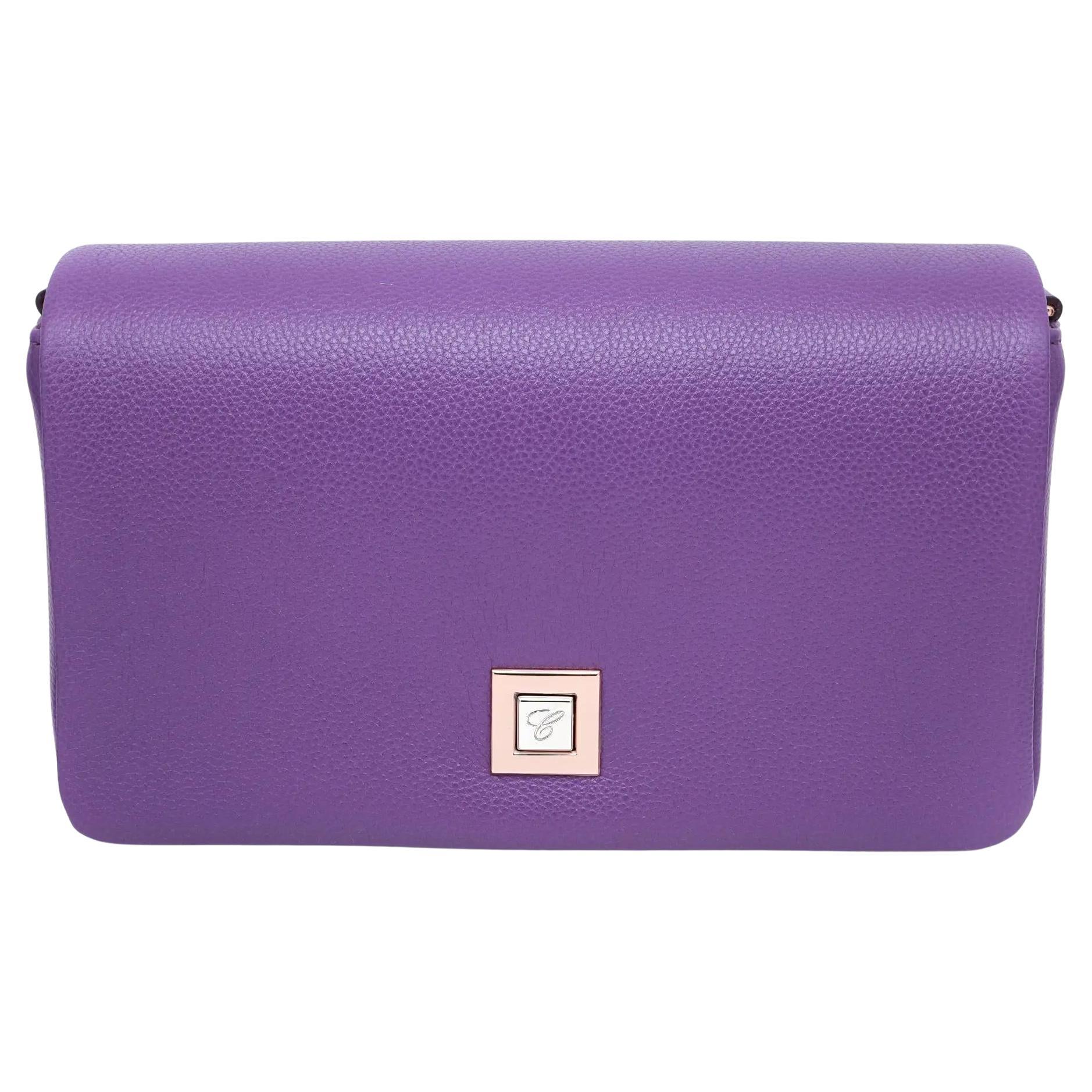 Chopard Ice Cube Purple Grained Leather Shoulder Bag 95000-1174