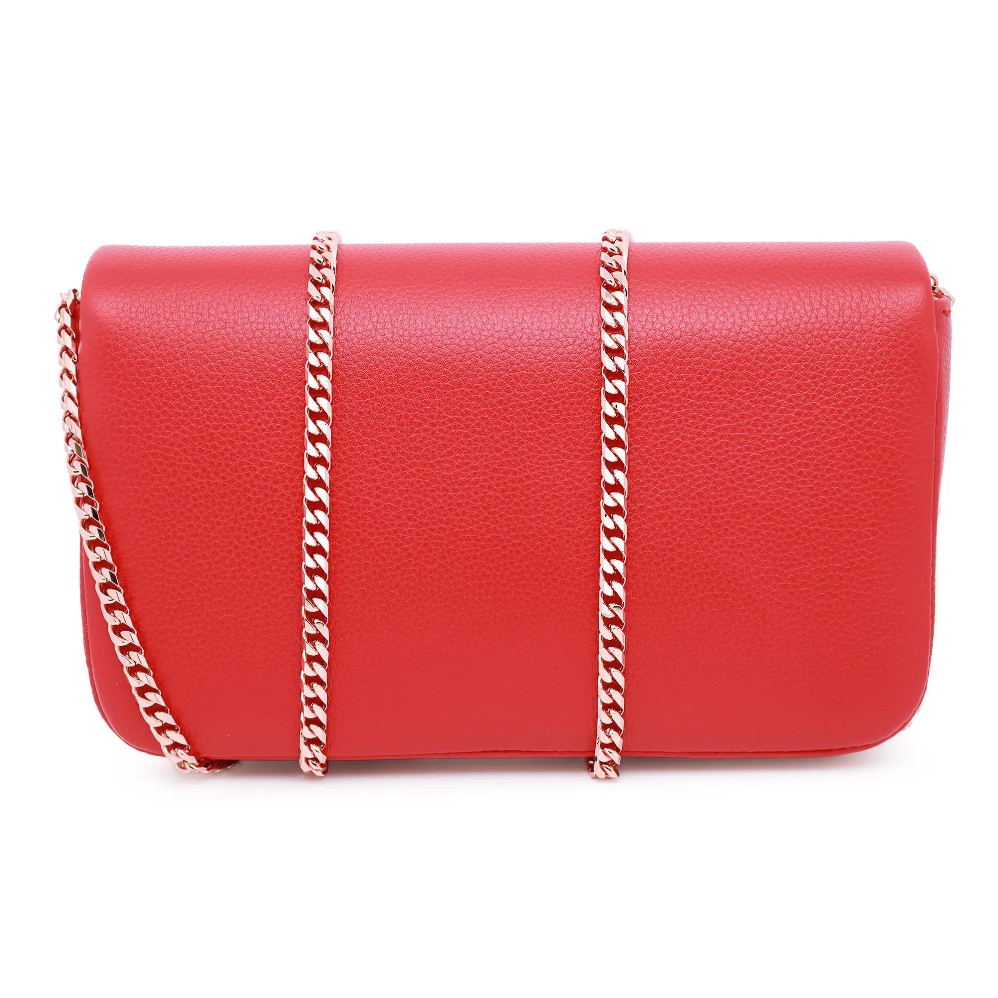 Chopard Cubo de hielo, Mini bolso Crossbody de cadena de piel granulada roja 95000-1105 Rojo en venta