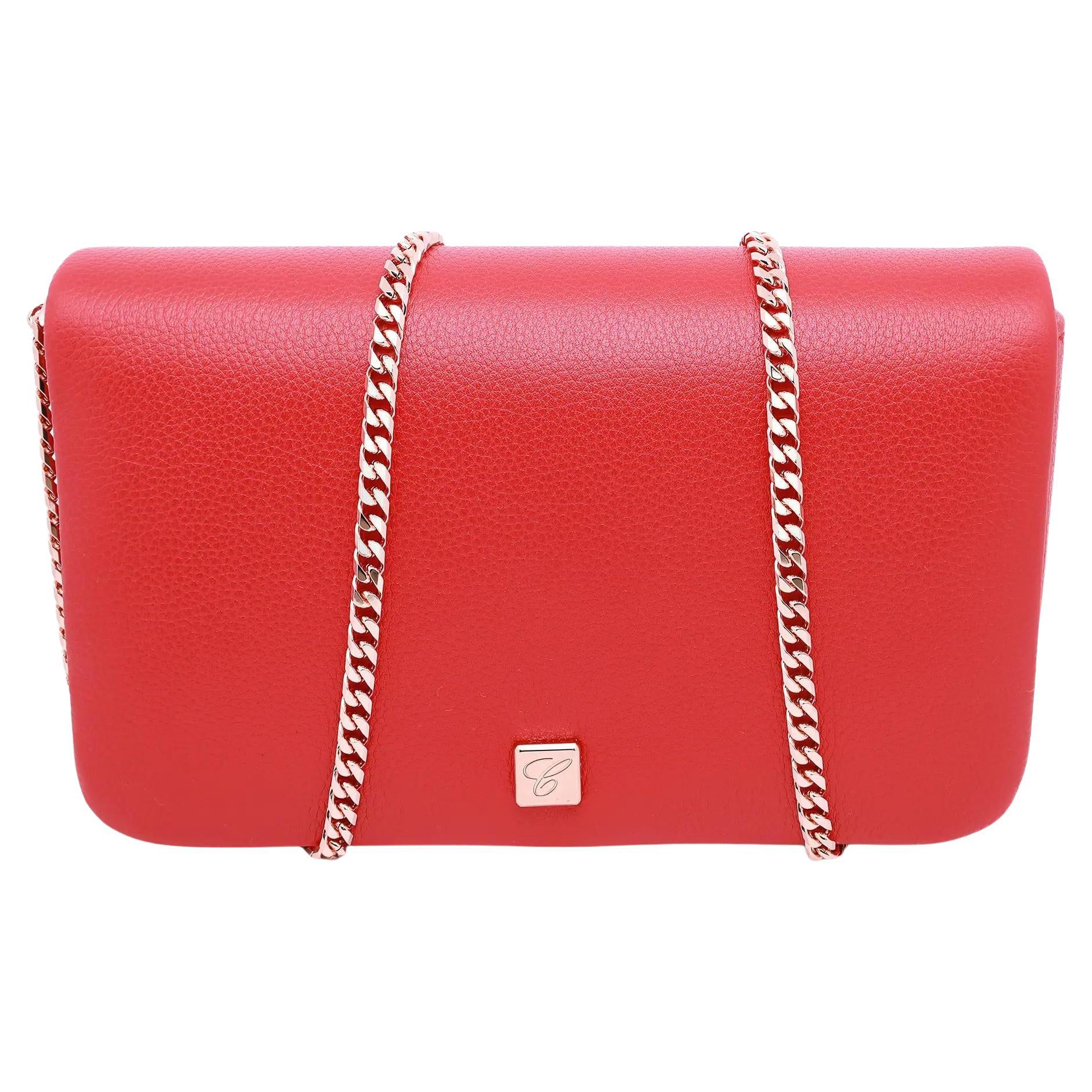 Chopard Cubo de hielo, Mini bolso Crossbody de cadena de piel granulada roja 95000-1105 en venta