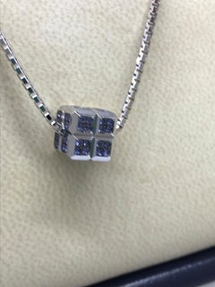 Chopard Ice Cube White Gold Pendant with Blue Sapphires