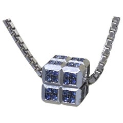Chopard Ice Cube White Gold Pendant with Blue Sapphires
