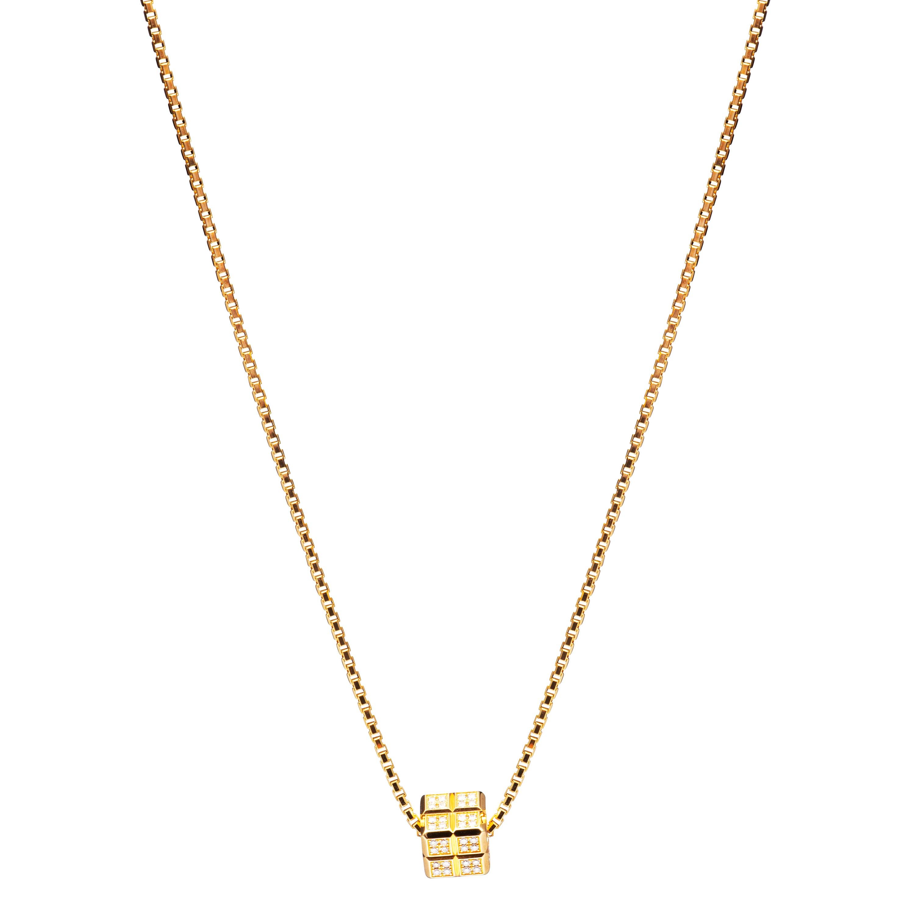 Chopard Ice Cube Pendant Necklace

Model Number: 79/6815-0001

100% Authentic

Brand New

Comes with original Chopard Box, Certificate of Authenticity and Warranty and Jewels Manual

18 Karat Yellow Gold (14.80gr)

92 Diamonds on the Pendant (.56