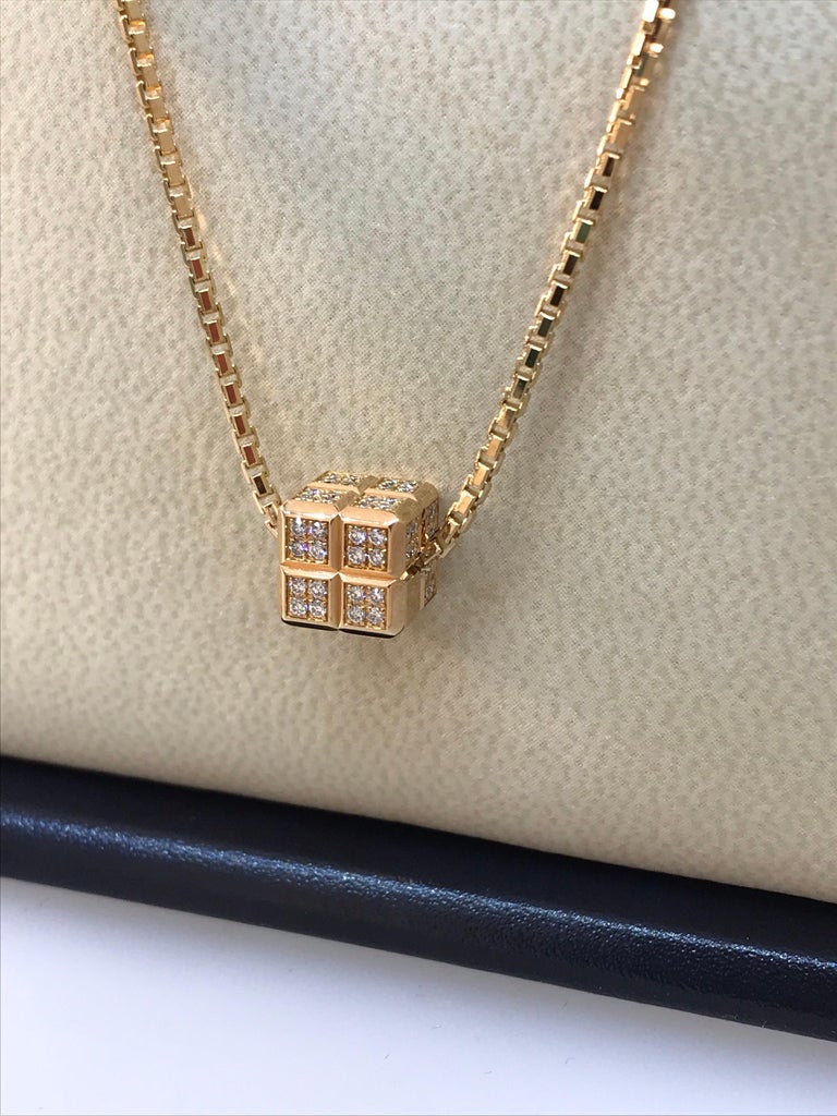 Chopard Ice Cube Yellow Gold Diamond Pendant Necklace For Sale at ...