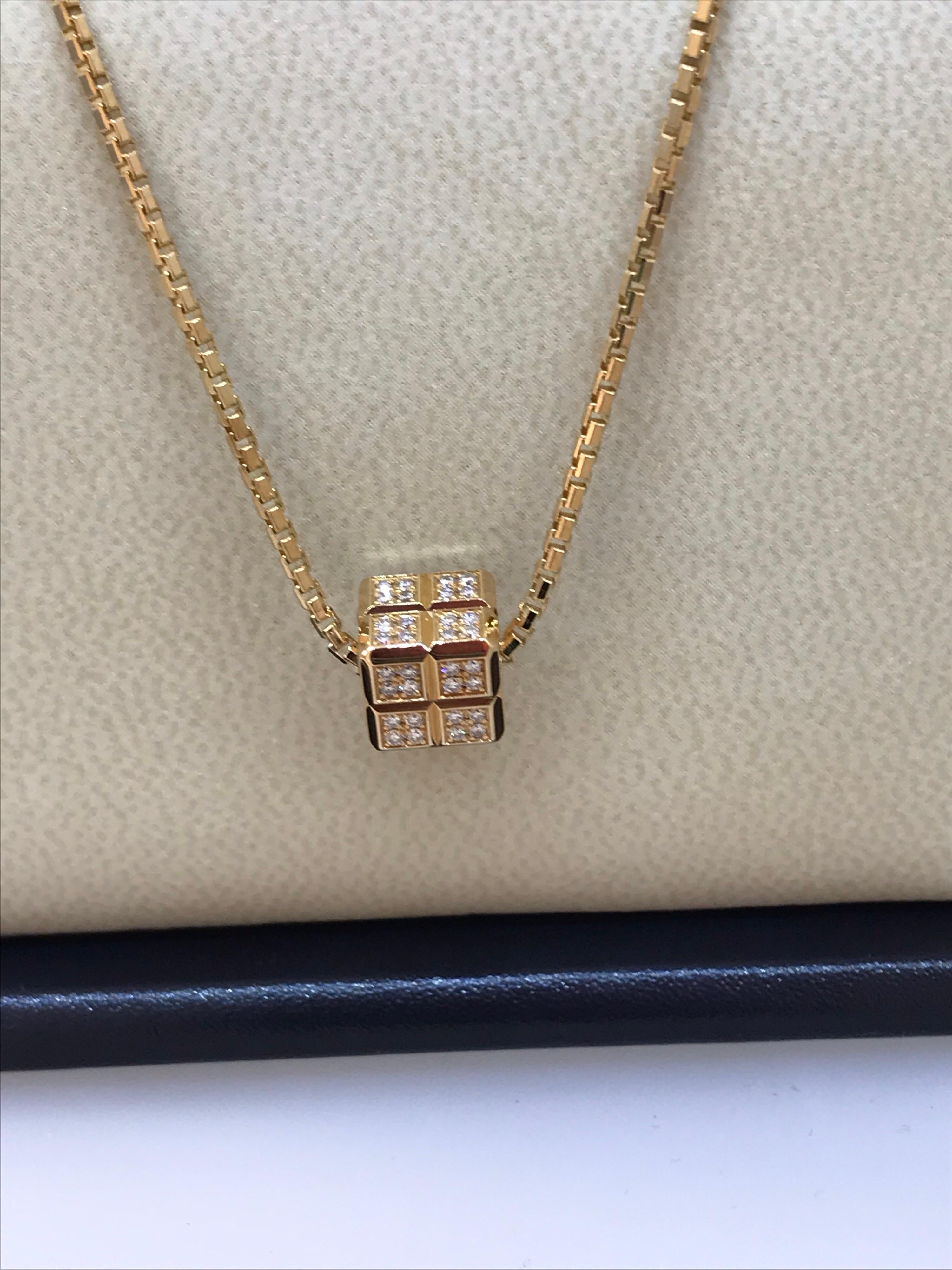 Women's Chopard Ice Cube Yellow Gold Diamond Pendant Necklace For Sale