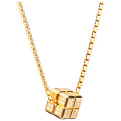 Chopard Ice Cube Yellow Gold Diamond Pendant Necklace