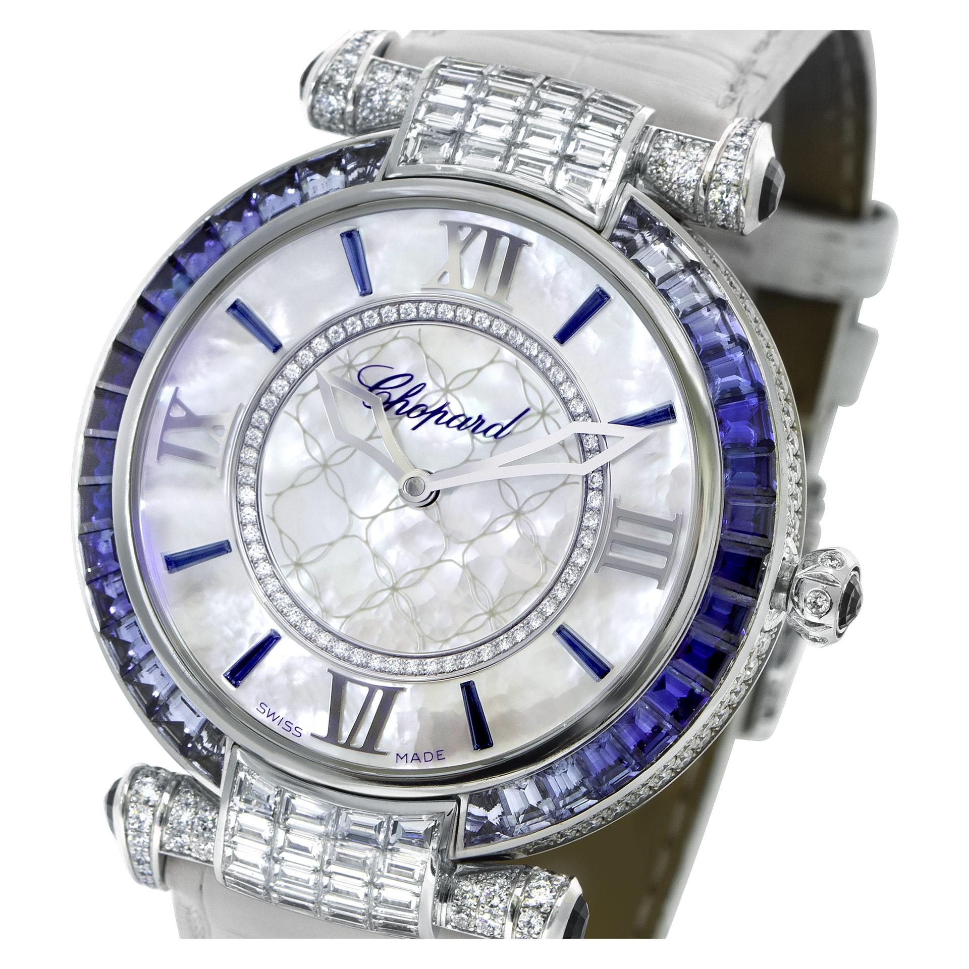 Tapered Baguette Chopard Imperial 384239-1013 18 Karat White Gold Mother of Pearl Dial