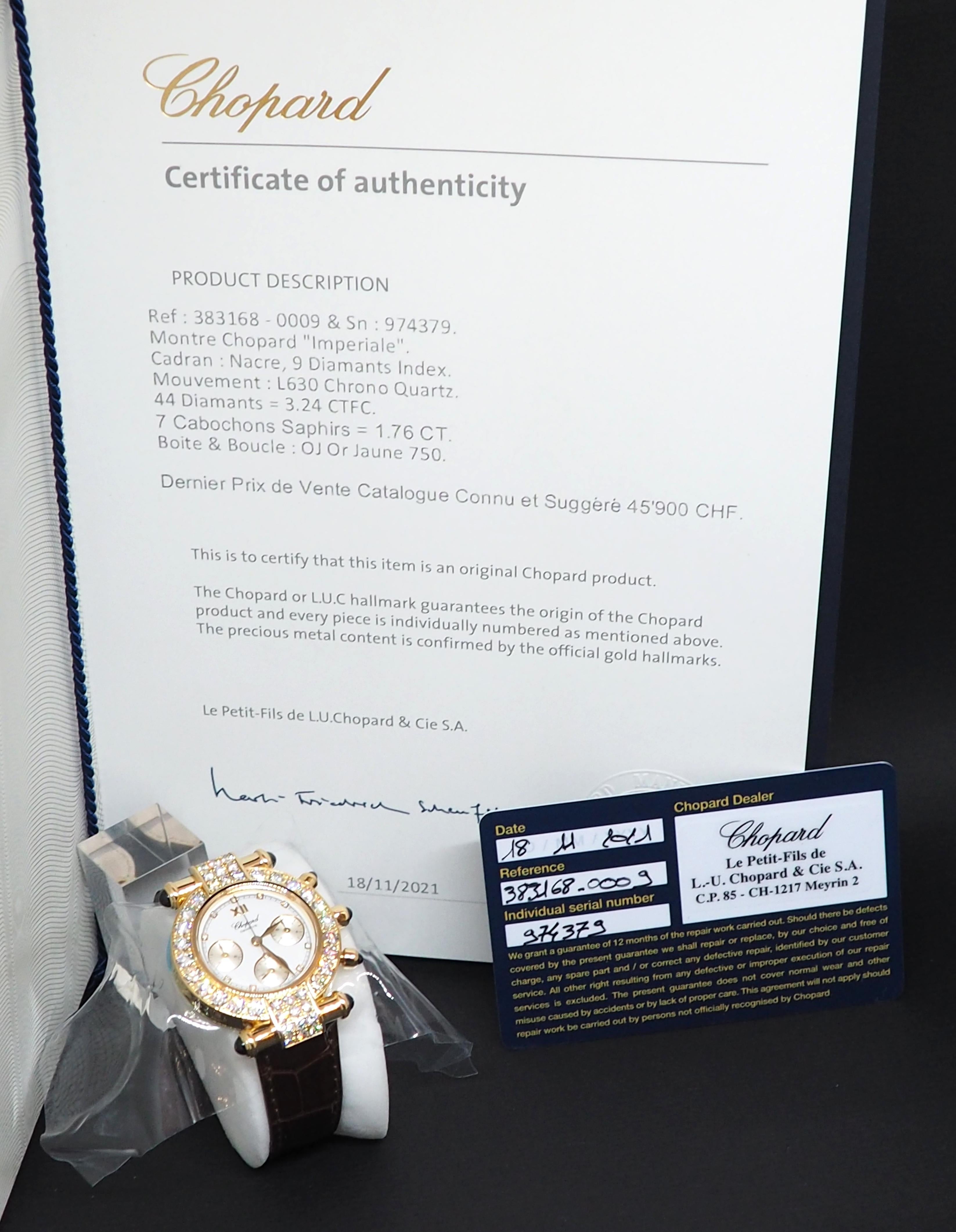 Kaiserliche Diamant-Damenuhr-Chronograph-Lünette von Chopard im Zustand „Neu“ im Angebot in Geneva, CH