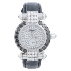 Chopard Montre impériale en or blanc pavé de diamants avec lunette sertie de diamants noirs 39/31