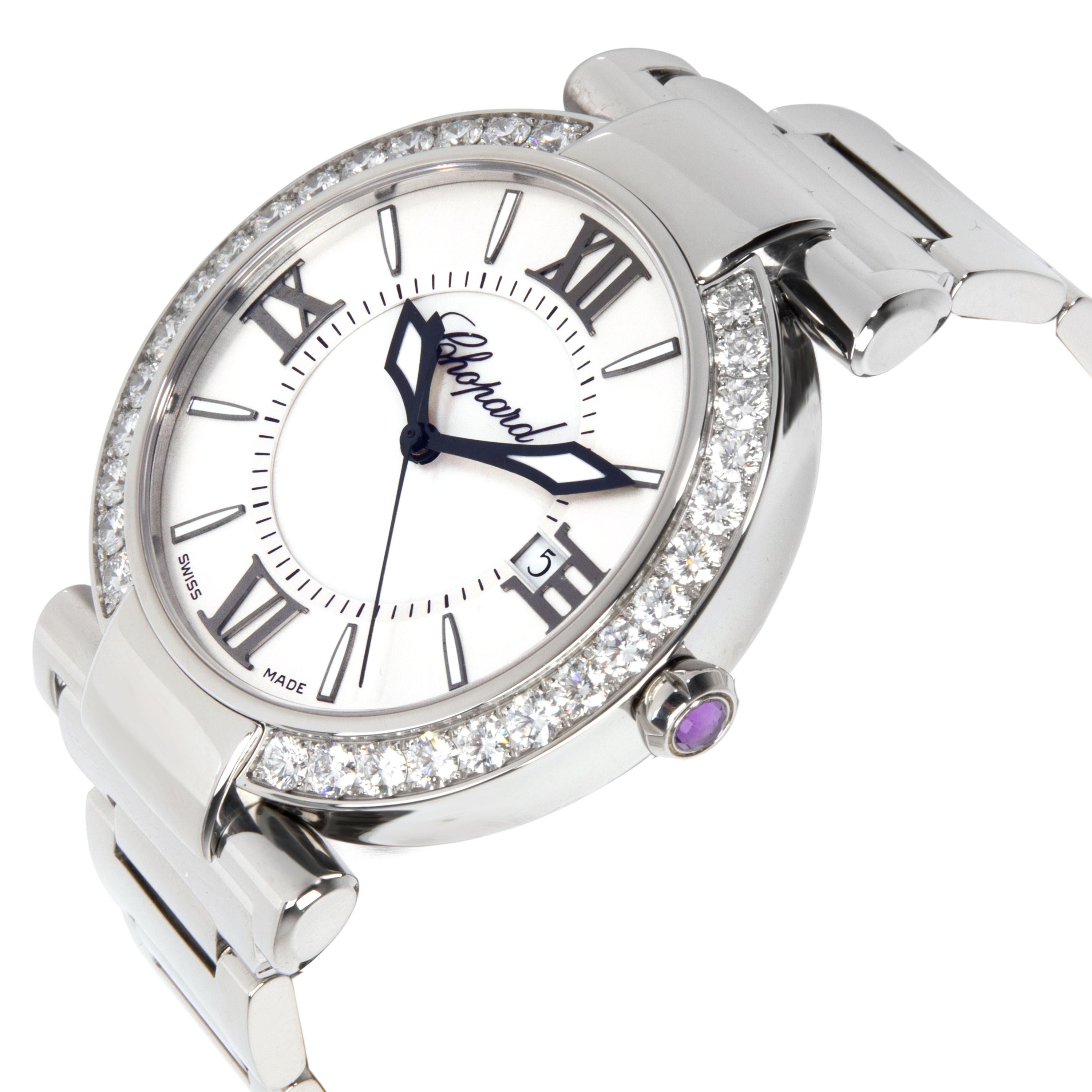 
Chopard Imperiale 388531-3004 Unisex Watch in Stainless Steel

SKU: 102314

PRIMARY DETAILS
Brand:  Chopard
Model: Imperiale
Serial Number: ***
Country of Origin: Switzerland
Movement Type: Mechanical: Automatic/Kinetic
Refurbished Notes: Overhaul,