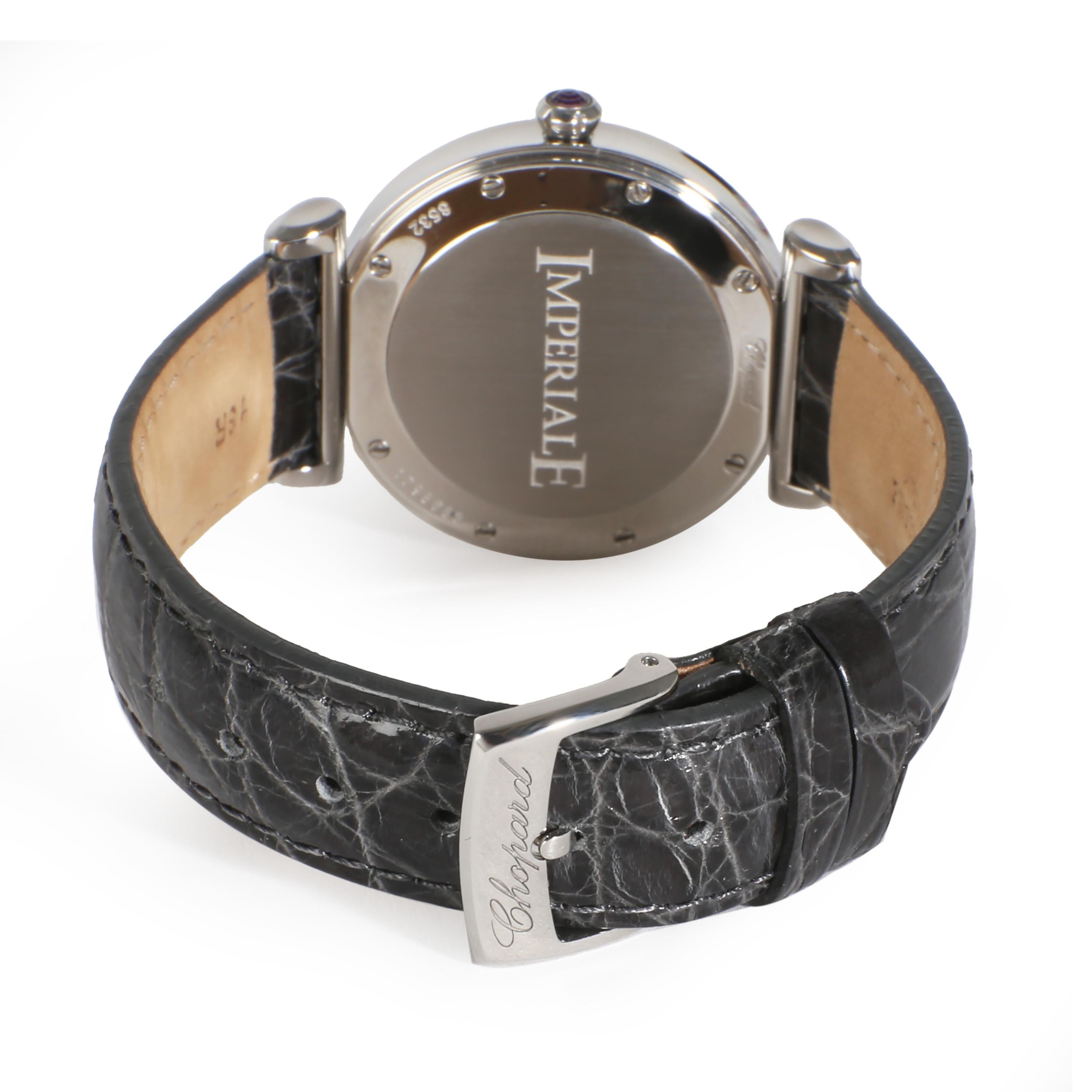 Chopard Imperiale 388532-3001 Unisex Watch in  Stainless Steel

SKU: 141067

PRIMARY DETAILS
Brand: Chopard
Model: Imperiale
Country of Origin: Switzerland
Movement Type: Quartz: Battery
Year of Manufacture: 2010-2019
Condition: Retail price 5110